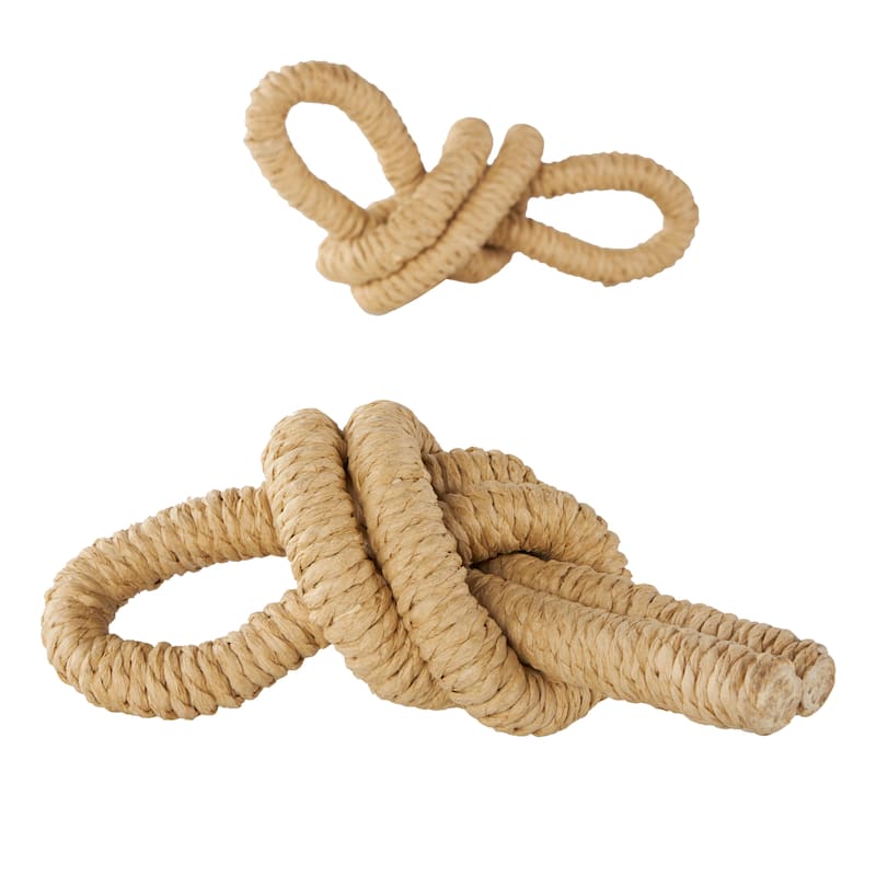 Paper Knot Woven Sculpture - Set of 2 Brown - Roche River Decor - 4"W x 8"L x 3"H