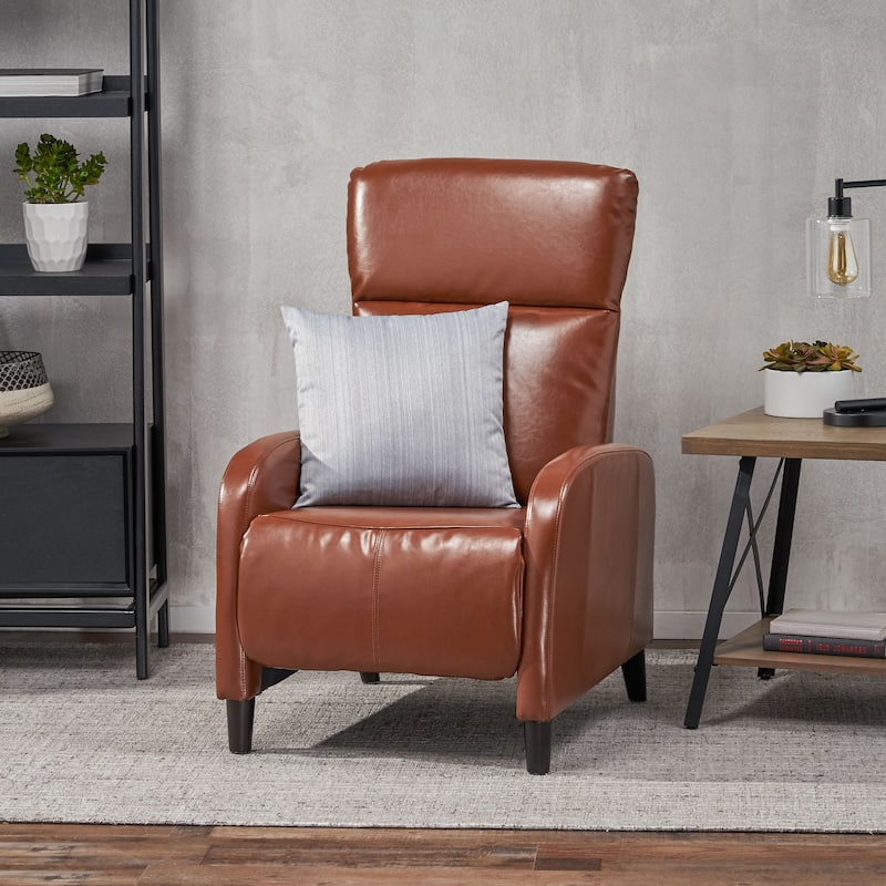 33.5"Wide Leather Push Back Standard Recliner Classic Overstuffed Single Recliner Sofa with Soft Padded and Armrest - Hazelnut