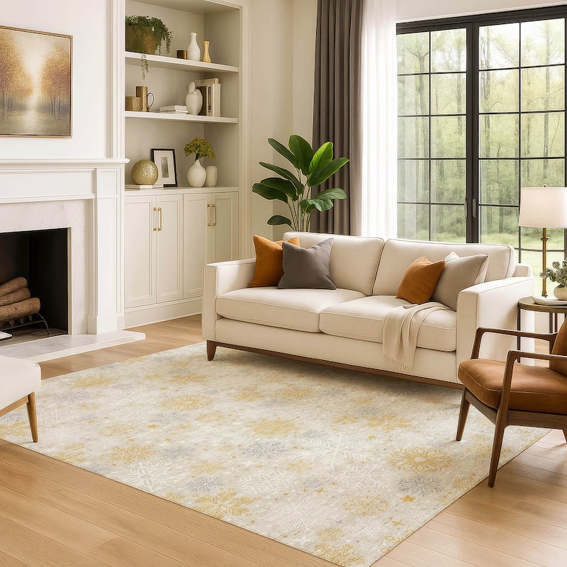 Premium Washable Super Soft Winter Snowflake Mayfield Rug