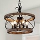 preview thumbnail 13 of 24, Chichoice 16" Drum 5 - Light Farmhouse Wood Chandelier, Height Adjustable Pendant Light for Kitchen Island 15.75" - Weathered Wood