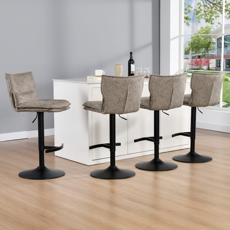 Swivel Adjustable Height with Armless Bar Stools - Set of 4 - Grey