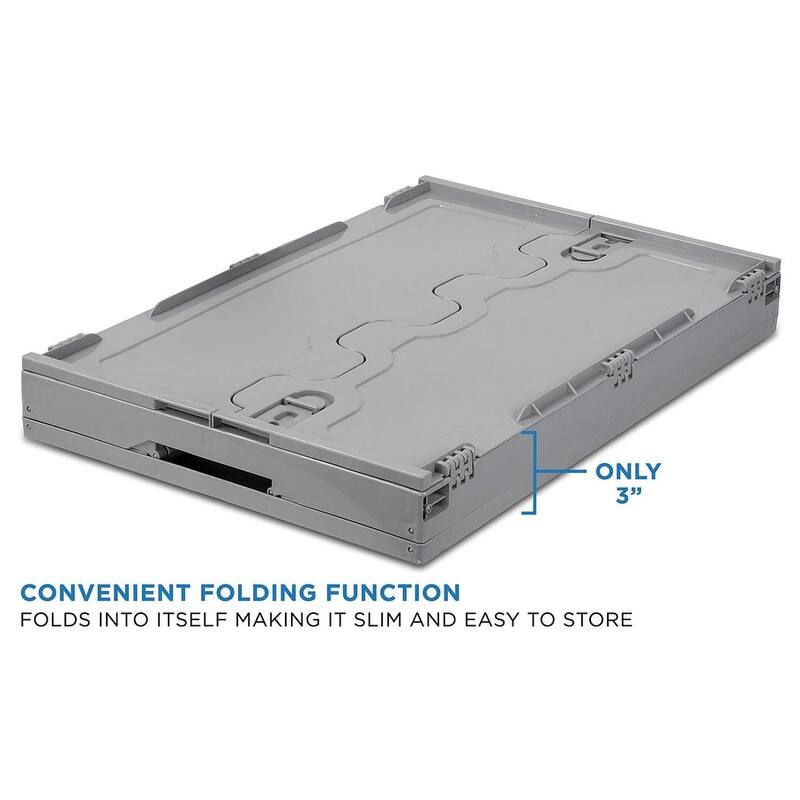 Mount-It! Collapsible Plastic Storage Crate Collapsible Utility Distribution Container with Attached Lid - MI-908