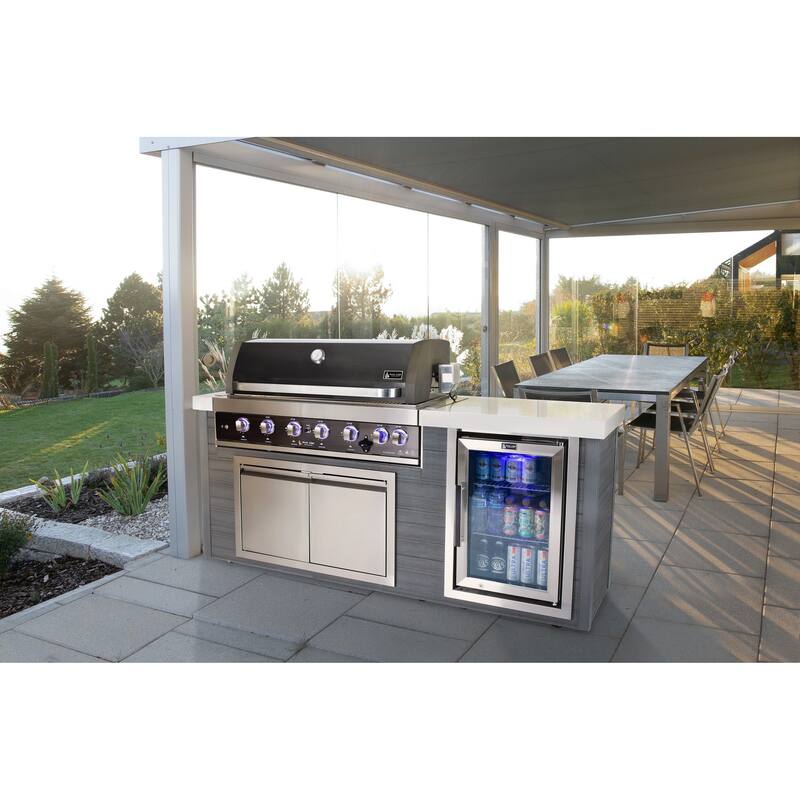 Mont Alpi MA805-AWBSS Artwood Polyethylene Frame 6-burner Stainless Steel Outdoor Kitchen Island Grill + Refrigerator - N/A
