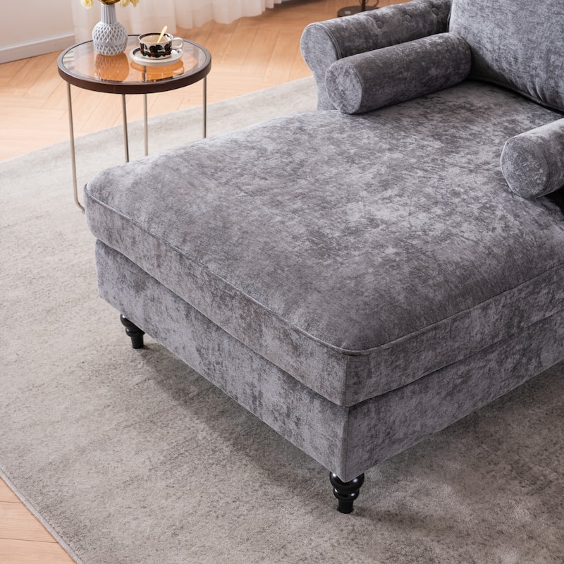 Anmytek Oversized Chenille Chaise Lounge Sofa Bed - Wide Seat Lazy Sleeper Reading Armchair