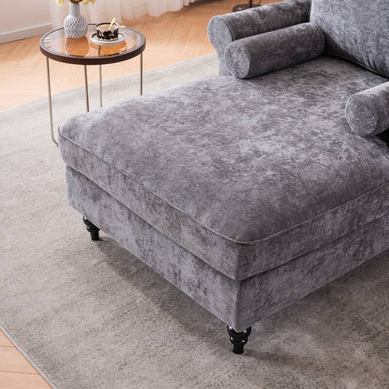 Oversized Chaise Lounge Sofa Bed - Wide Chenille Armchair, Upholstered Lazy Sleeper for Living Room