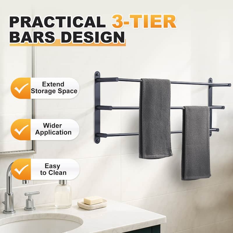 WOWOW Modern 3-Tier Wall Mounted Towel Rack