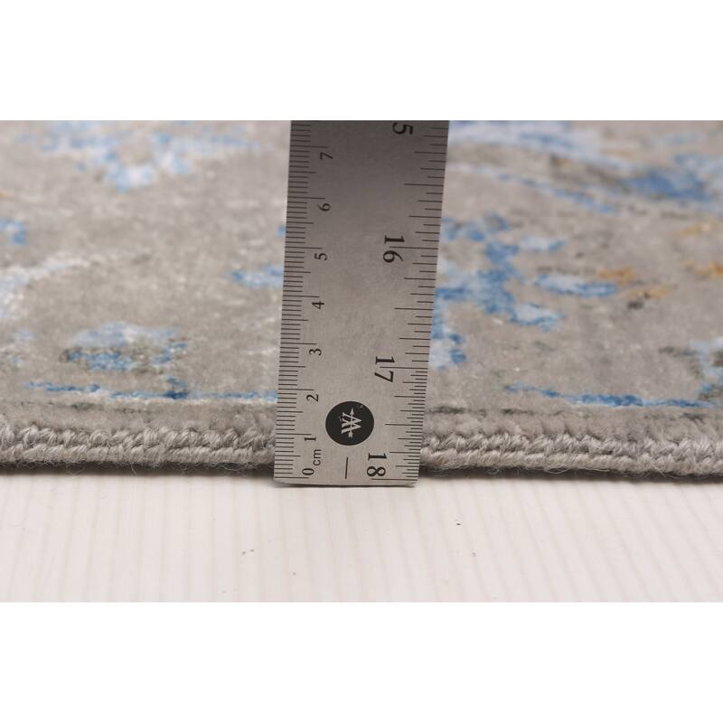 ECARPETGALLERY Hand-knotted Heritage Grey Silk, Wool Rug - 2'7 x 10'0