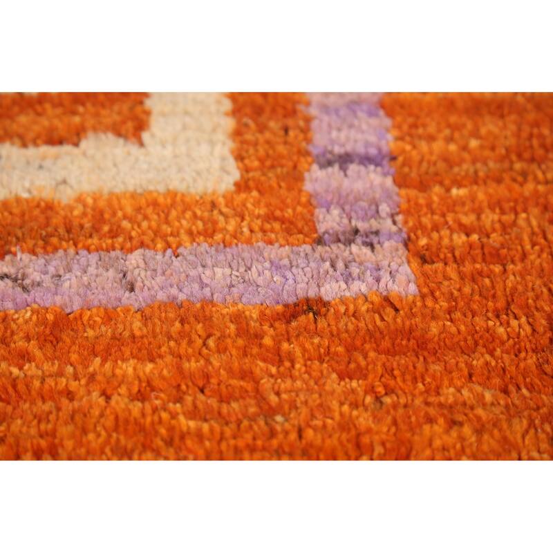 Moroccan Oriental Area Rug Handmade Orange Wool Carpet - 8'2" x 10'1"