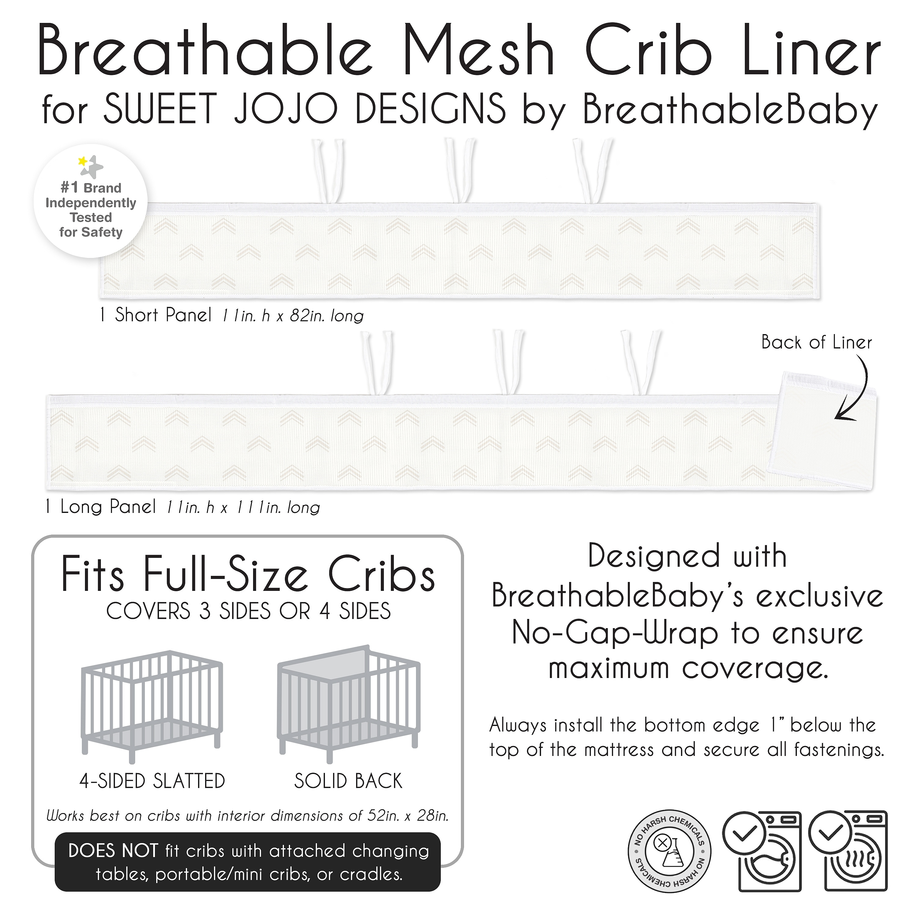 Sweet Jojo Designs + BreathableBaby Breathable Mesh Crib Liner Ivory Boho Chic Arrows Boy Girl Gender Neutral Solid Farmhouse