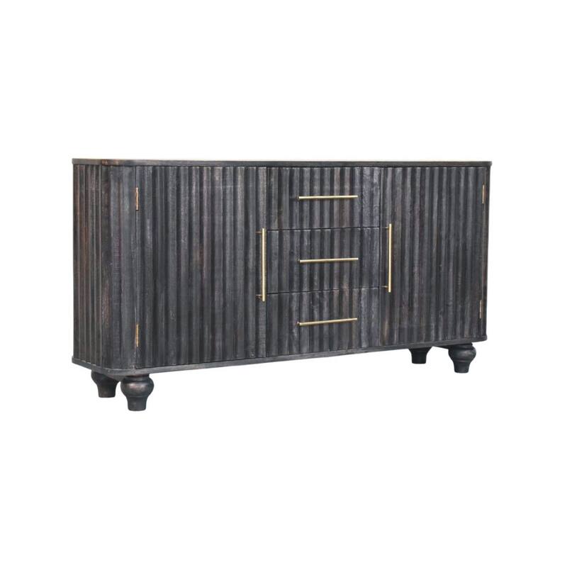 Artisan Furniture Solid Wood Savoy Sideboard, Black Ash, 2-Doors ,3-Drawers