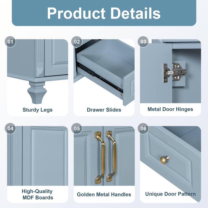 Solid Wood Frame Bathroom Vanity Cabinet, 36" Undermount Ceramic Sink Bathroom Cabinet