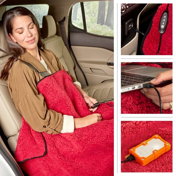 Heated Blanket 2Pack USBPowered Sherpa Throw Blankets for Travel
