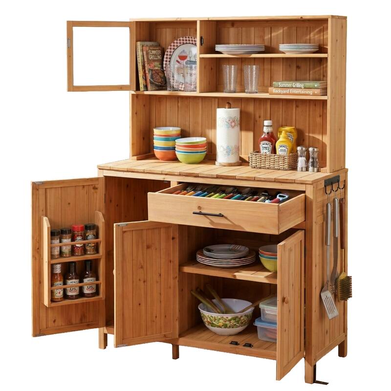 Roomfitters 65" Garden Potting Bench with Storage Hutch, Outdoor Potting Table & Prep Station, Drawer, Cabinet, Shelves