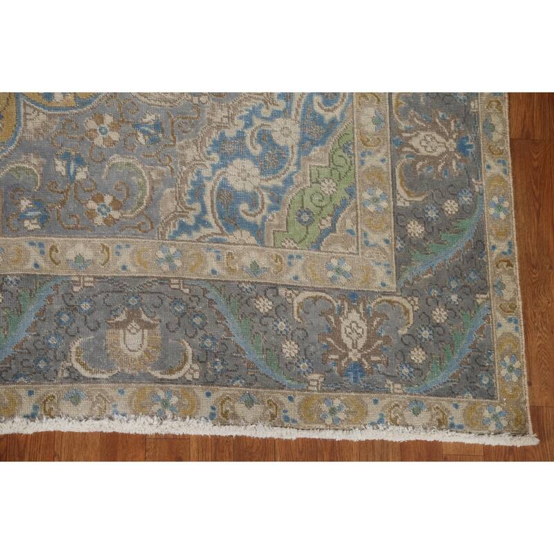 Hand Knotted Oriental 100% Wool Carpet Traditional Medallion Beige & Ivories Tabriz Area Rug - 11' 6'' X 8' 0''