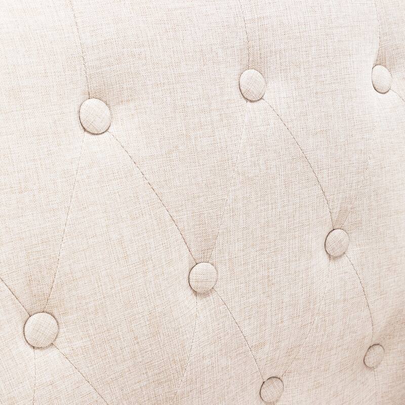 Mid-Century Modern Upholstered Linen Fabric Button Tufted Accent Chair Set of 2 - 28.5 W X 27.25 D X 33.75 H