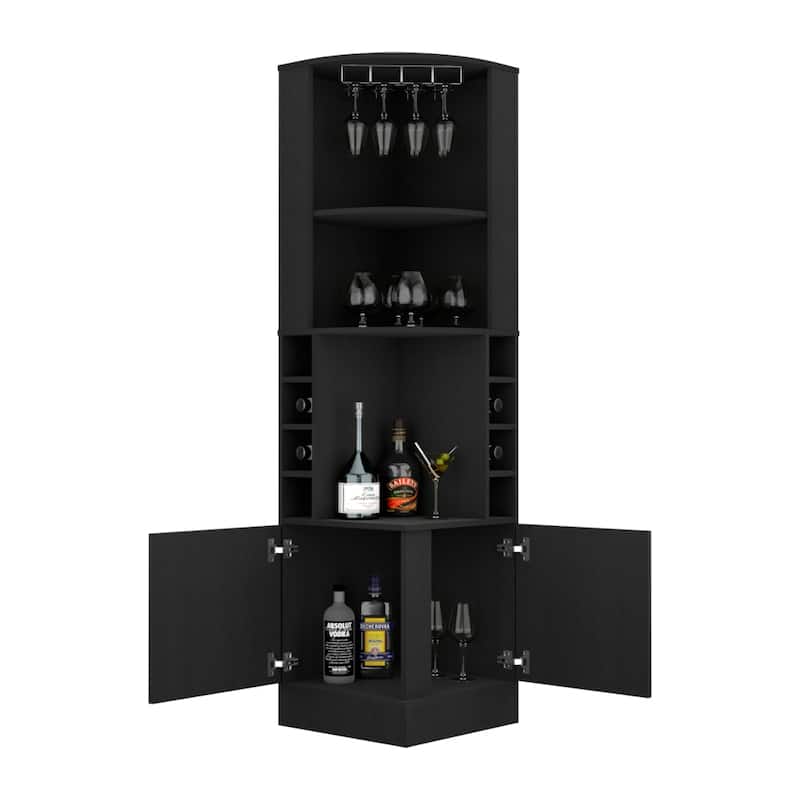 Jamesport 4-Bottle 2-Shelf Bar Cabinet Black Wengue