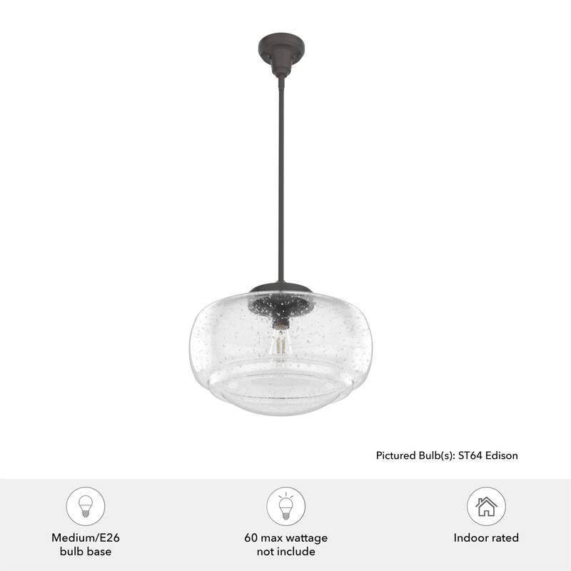 Hunter 16" Saddle Creek 1 Light Pendant / Semi-Flush Mount Ceiling Light - Entry, Kitchen Island, Dining Room - Schoolhouse