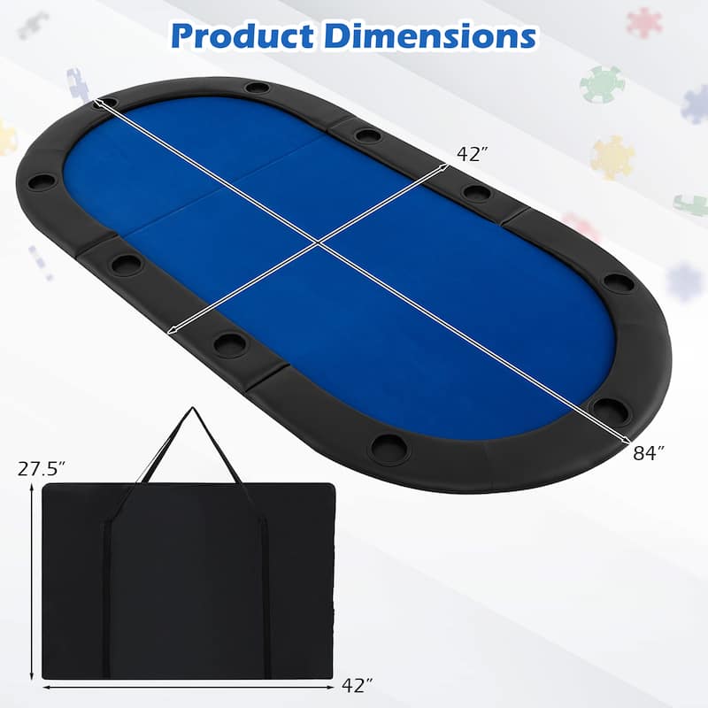 Gymax 84'' x 42'' 10-Player Foldable Padded Poker Table Top w/