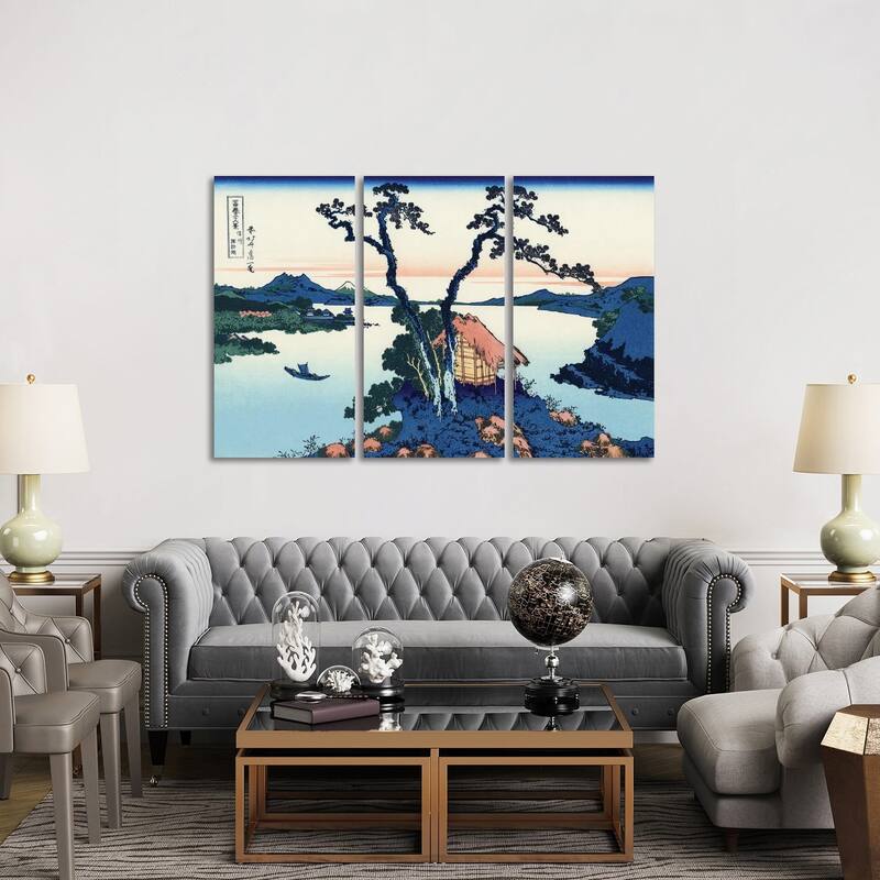 iCanvas "Lake Suwa In The Shinano Province, c.1830" by Katsushika Hokusai 3-Piece Canvas Wall Art Set - 40x60x1.5