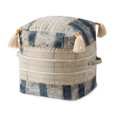 Alexander Home Denim Farmhouse Pouf