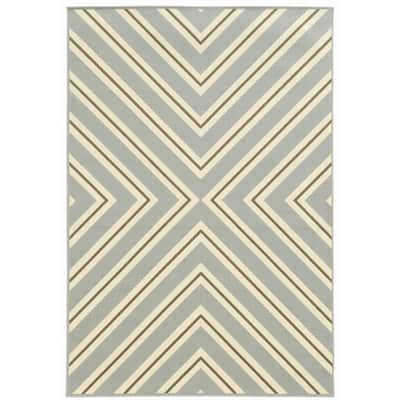 Pessac Grey Ivory Geometric Outdoor Casual Area Rug