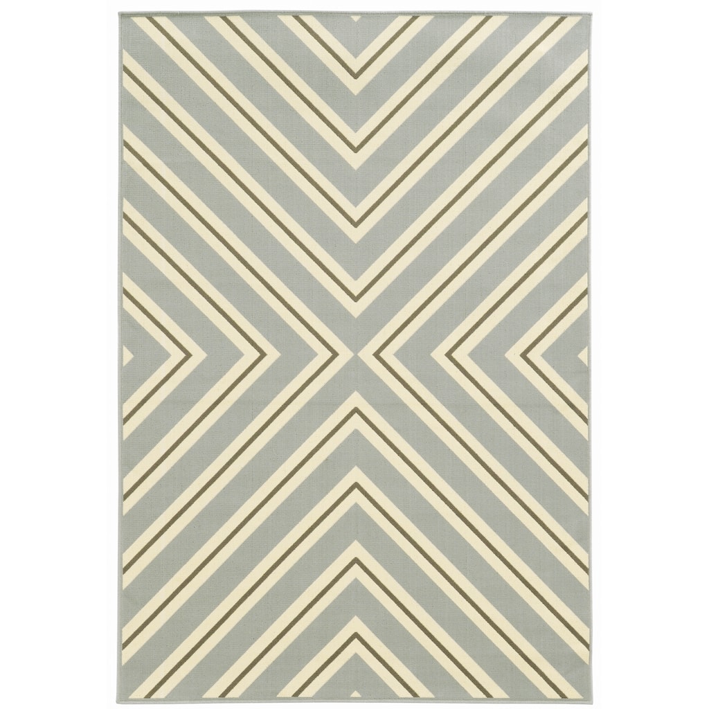 Pessac Grey Ivory Geometric Outdoor Casual Area Rug