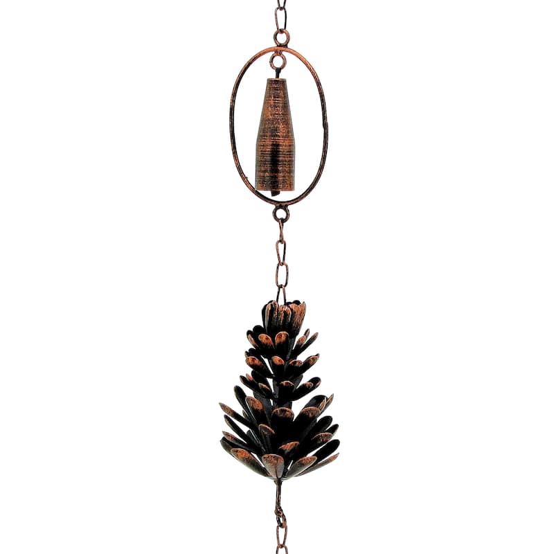 72" Long Antique Bronze Hanging Pinecone Rain Chain