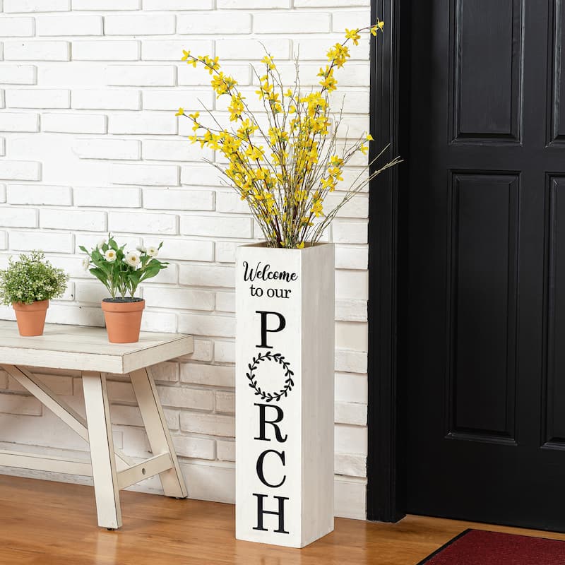 Glitzhome 30"H Rustic Welcome & Home or Welcome & Porch Double Sided Wooden Planter Sign Front Door Decor(2025 Quality-upgraded)