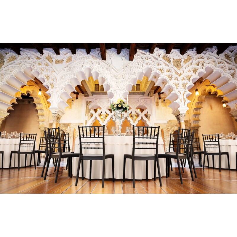 36" Black Stackable Outdoor Patio Armless Dining Chair