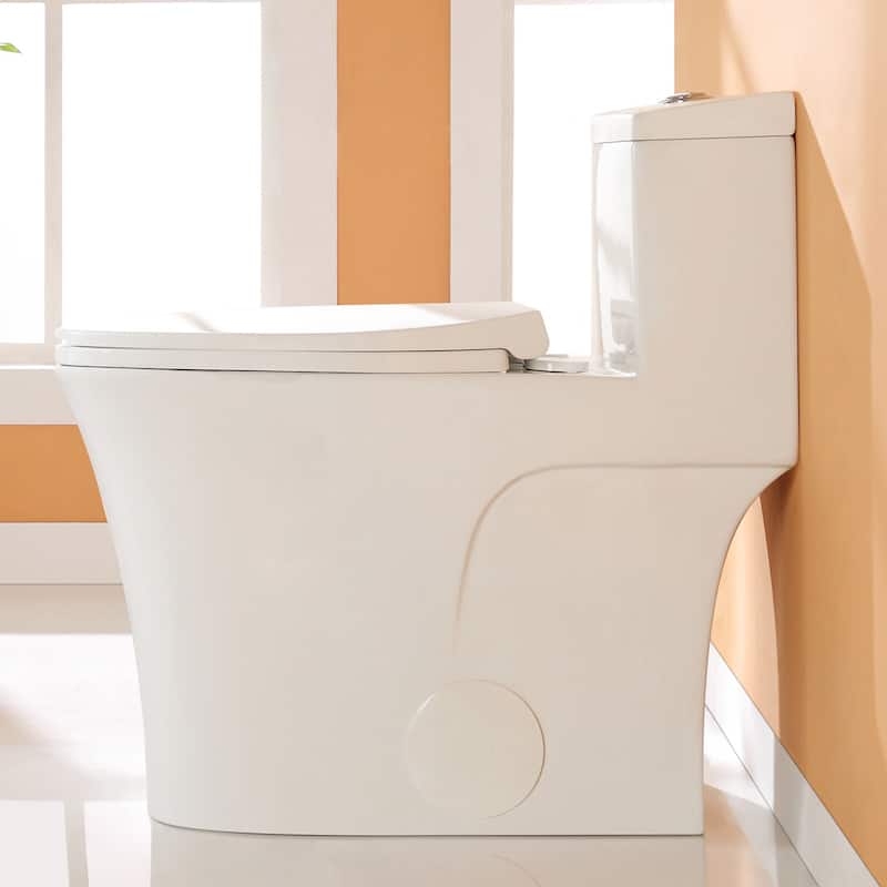 HOROW 1 Piece Dual Flush Elongated Toilet White 0.8 1.28 GPF Seat Included - N/A