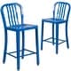 preview thumbnail 82 of 116, 2 Pack 24'' High Metal Indoor-Outdoor Counter Height Stool w/ Vertical Slat Back