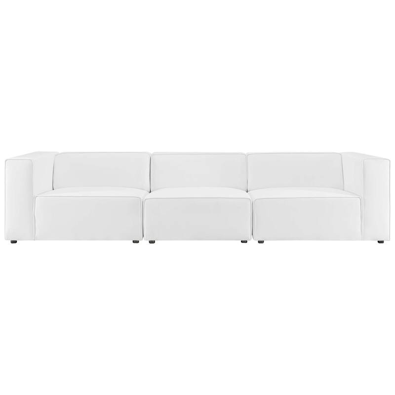 Mingle Vegan Leather 3-Piece Sectional Sofa - White
