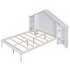 preview thumbnail 6 of 9, White Full Size Wood Platform Bed with House-shaped Storage Headboard and Built-in LED for Bedroom