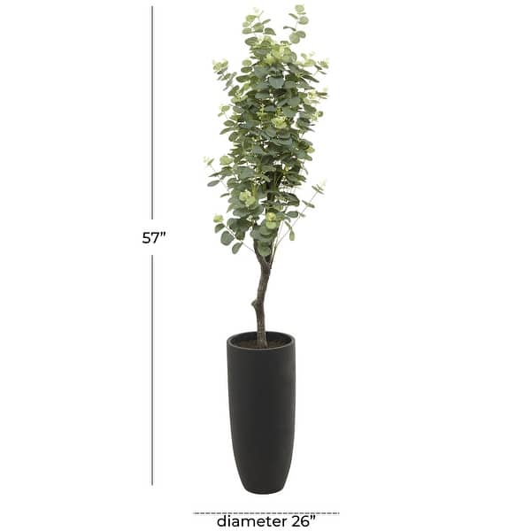 dimension image slide 0 of 3, Green Faux Foliage Eucalyptus Artificial Tree with Realistic Leaves and Black Plastic Pot