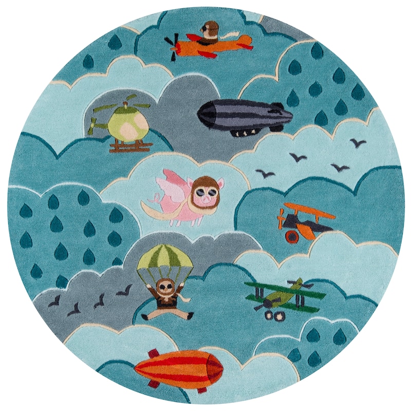 Momeni Lil Mo Whimsy Sky Aviator Hand-Tufted and Hand-Carved Rug
