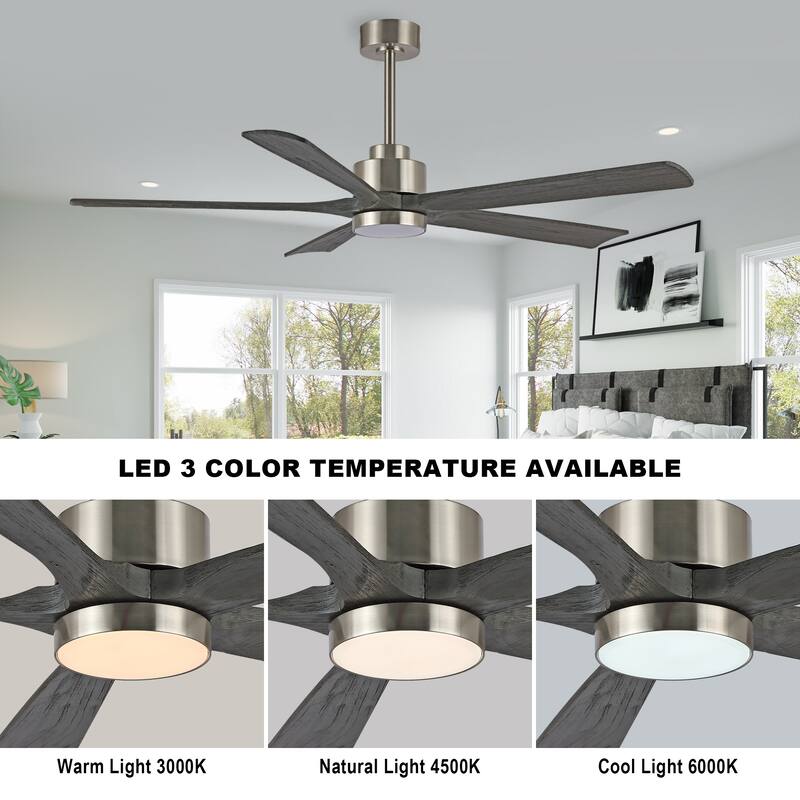 WINGBO 52" and 60" Solid Wood DC Motor Integrated LED Ceiling Fan with Remote