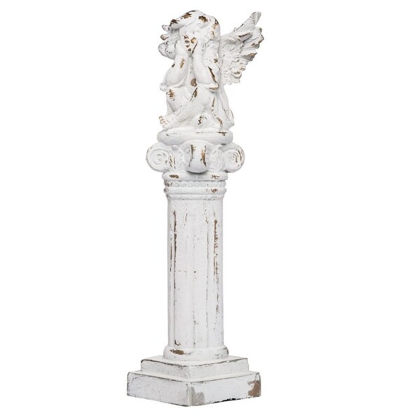 24.25" White Distressed Classic Vintage Style Angel Finial - N/A
