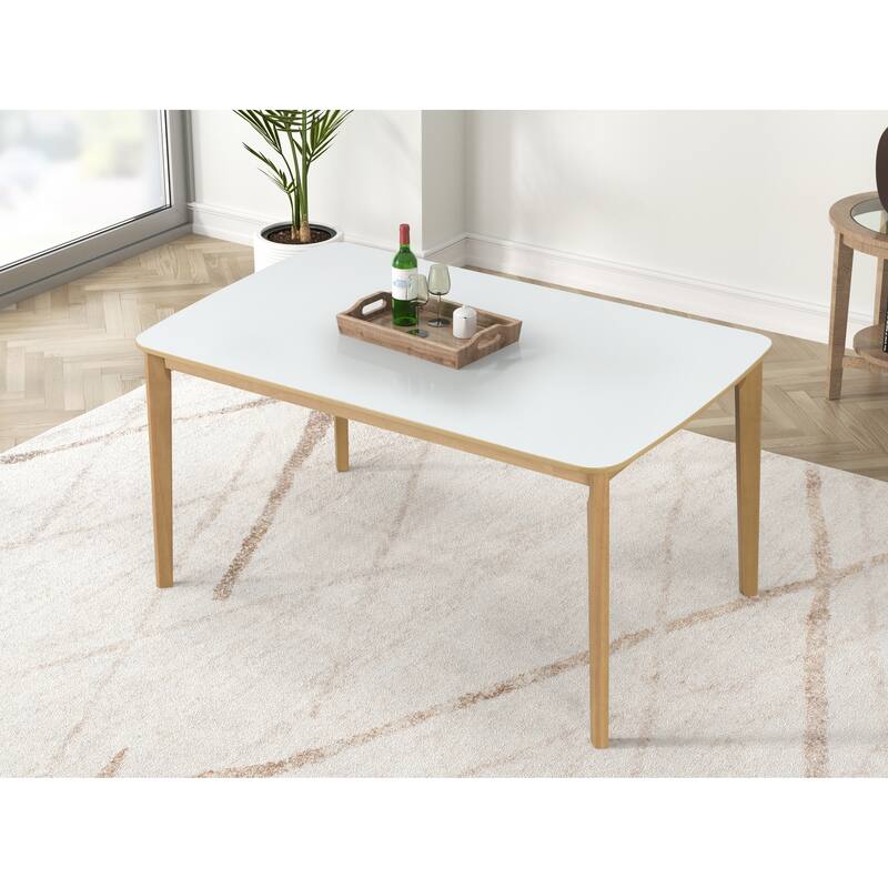 Modern Style 6-Piece Dining Set with Rectangular Table, 4 Open Back Dining Chairs and Bench