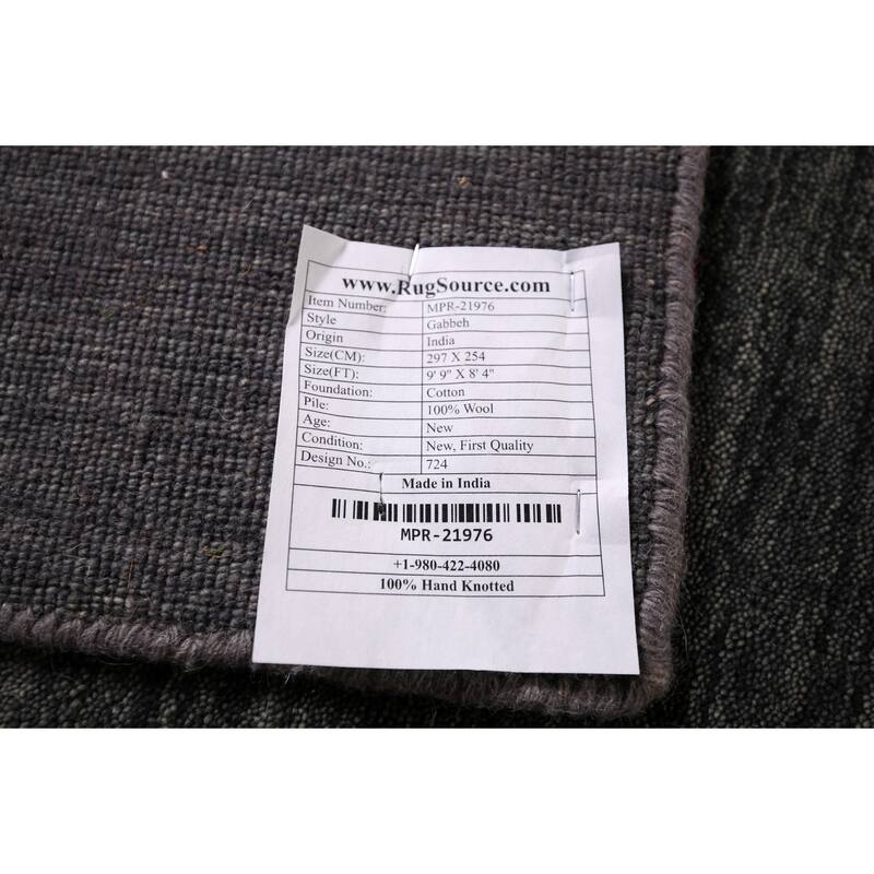 Tribal Gabbeh Indian Area Rug Handmade Grey Wool Carpet - 8'4" x 9'9"