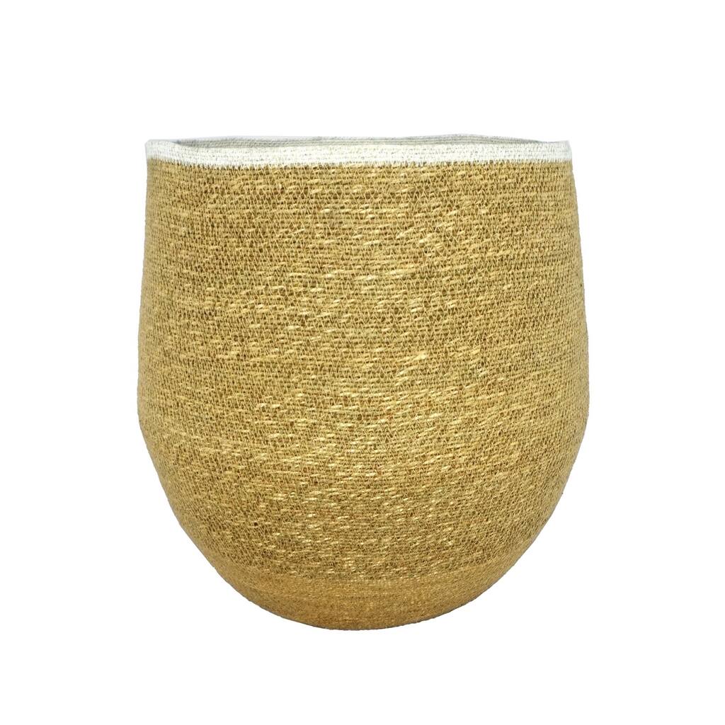 Seagrass Basket H 17.50" x Dia 14" Natural -ST - NATURAL & WHITE