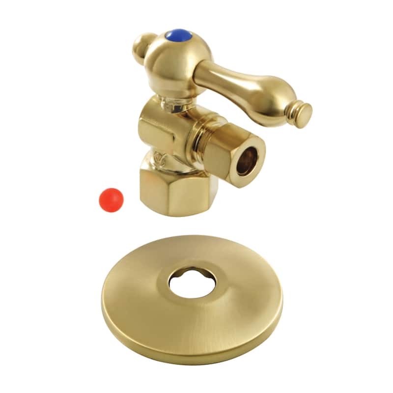 Kingston Brass Vintage 1/2" FIP x 3/8" OD Comp Quarter-Turn Angle Stop Valve with Flange