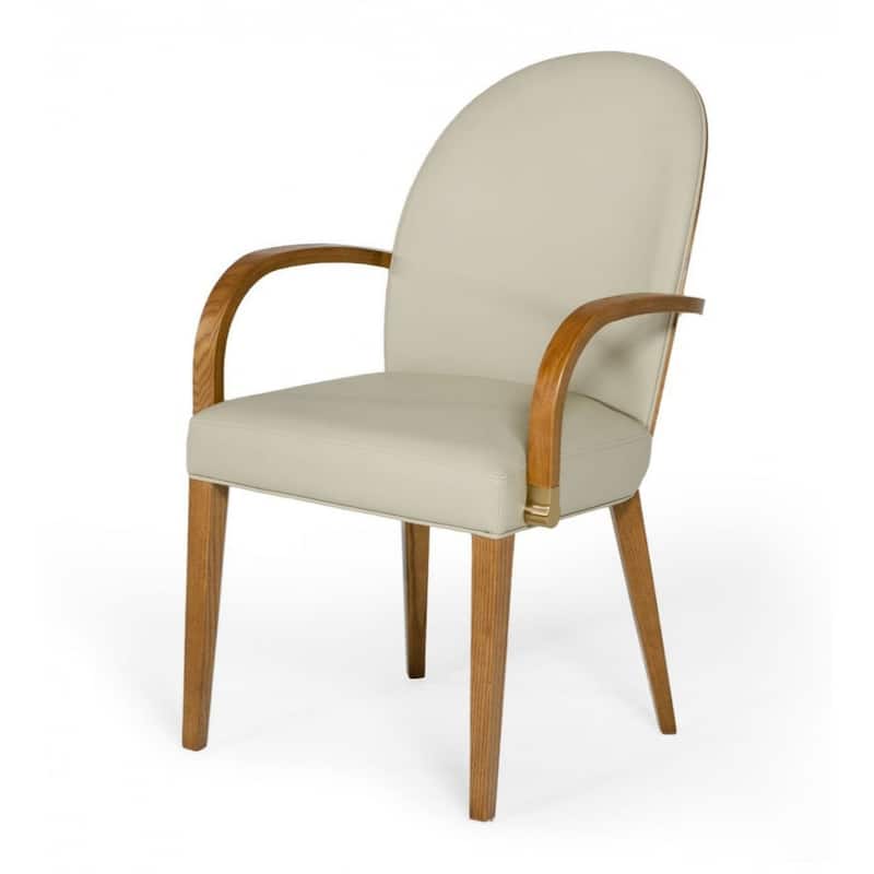 Upholstered Grey Faux Leather Dining Chair with Brown Wood Legs - 23" x 22" x 35"