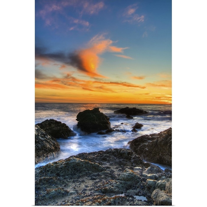 Shop Dramatic Sunset On Rocky Beach In Malibu California