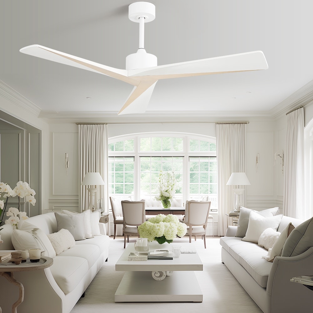 52 inch Modern Solid Wood Ceiling Fan With Remote Control No Light