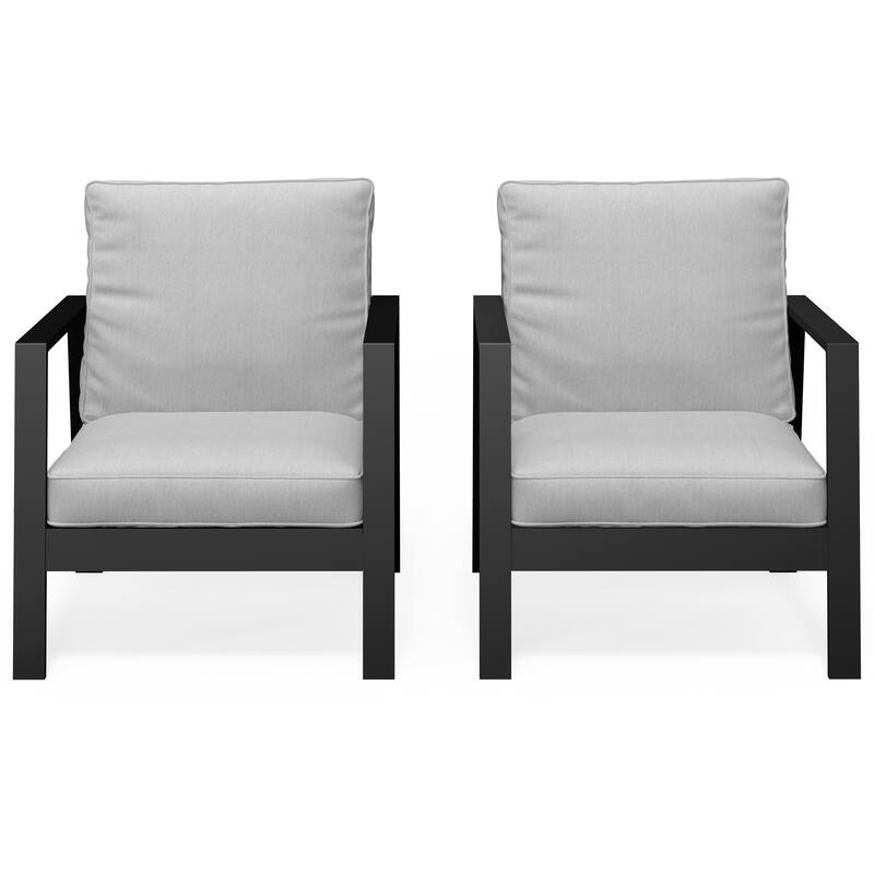 Patio Aluminum Chair with Cushions (Set of 2)