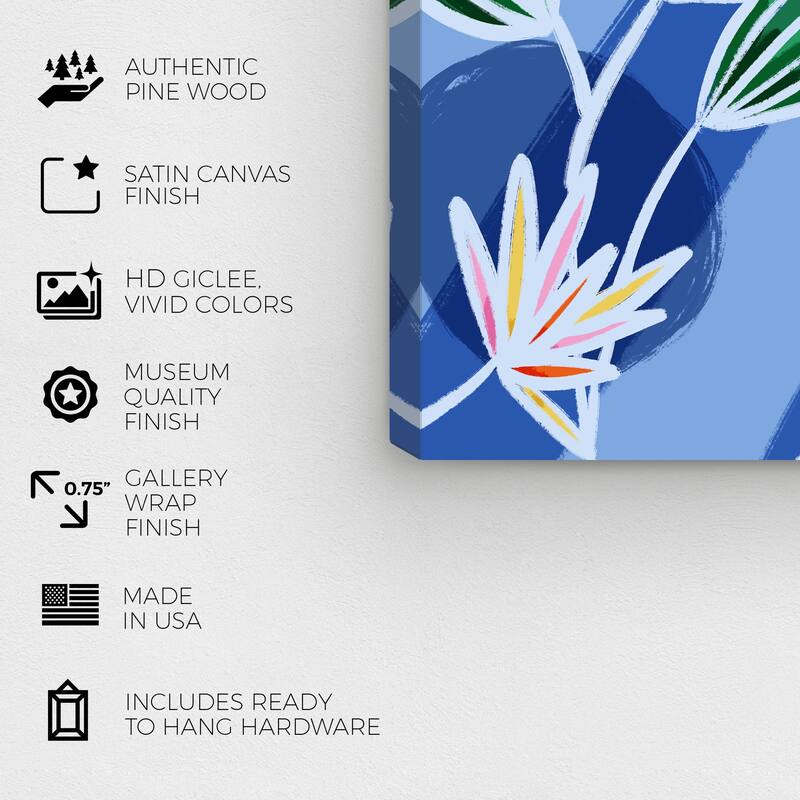 Wynwood Studio Canvas Floral and Botanical Water Flora Blue and Modern & Contemporary Wall Art Canvas Print