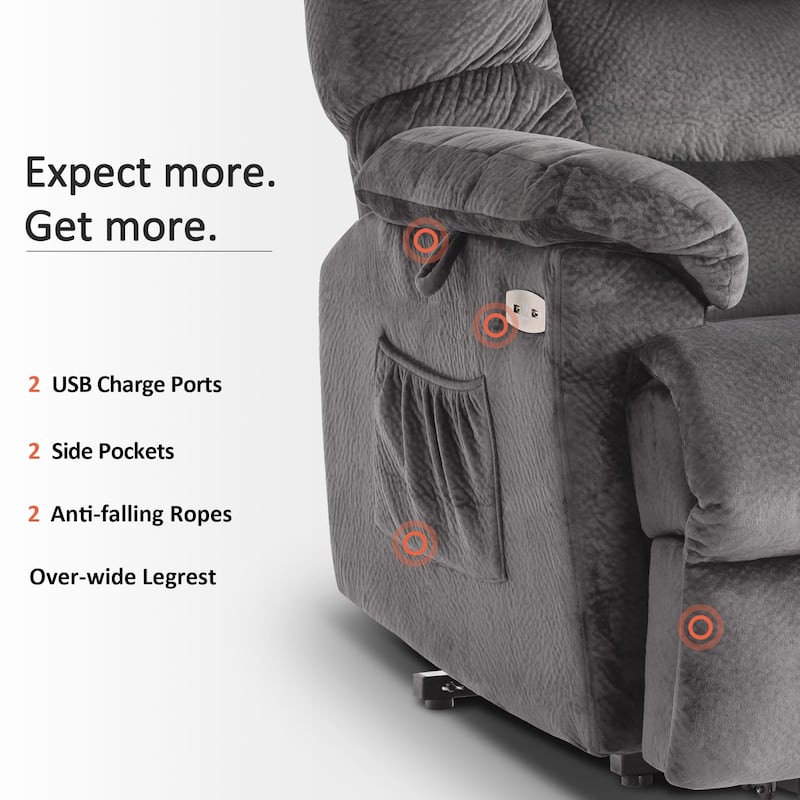 MCombo Infinite Position Dual Motor Lift Chair with Power Headrest for Elderly People, Extended Footrest, Fabric