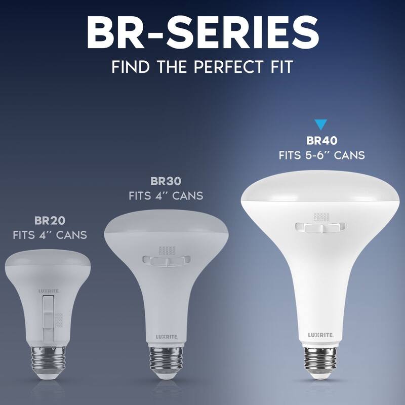 Luxrite BR40 LED Light Bulb 12W=90W 5CCT Dimmable 1080LM LED Flood Light Bulb E26 Base 12 Pack