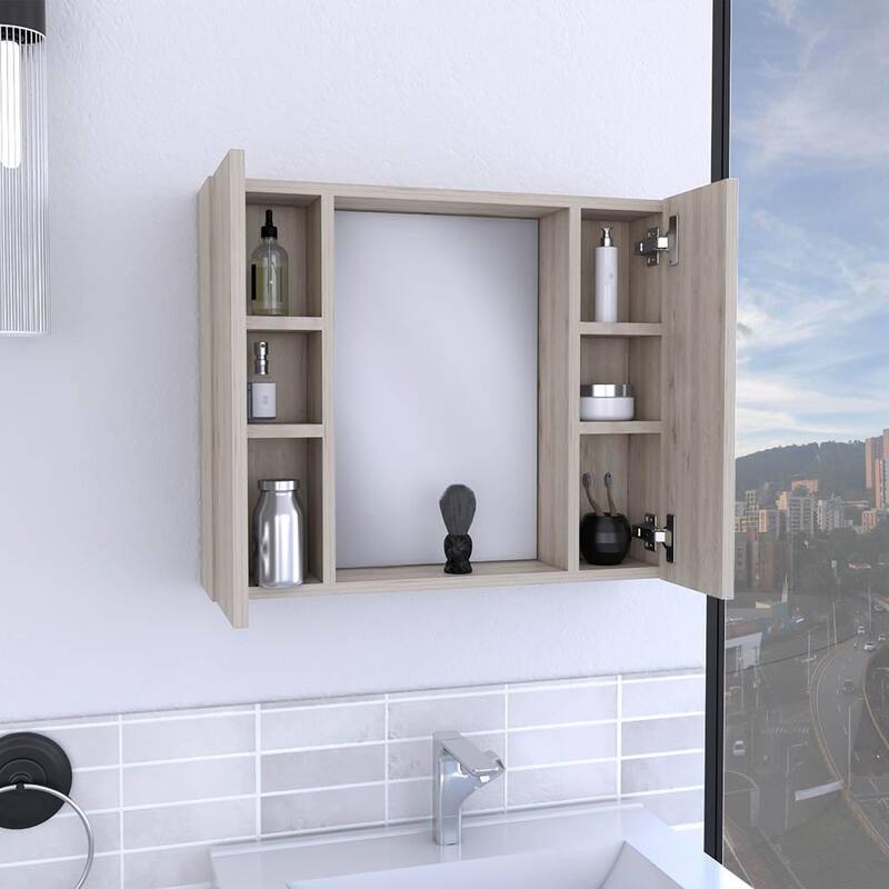 Medicine Cabinet, Double Door, Mirror, One External Shelf