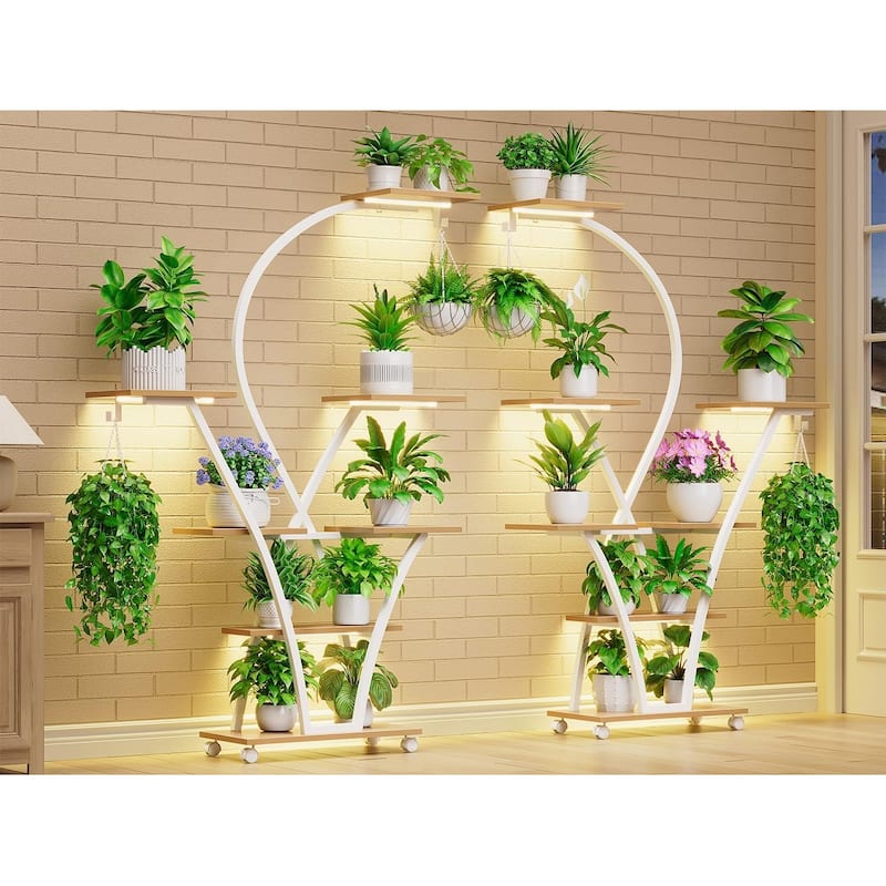 Plant Stand with Grow Light Plant Rack with Wheels Display Shelves